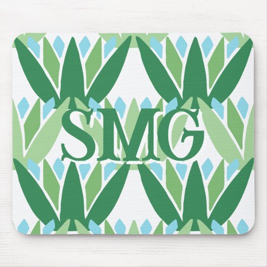 Lotus Ribbon in Green + Aqua Personalized Mousepad (Vorne)