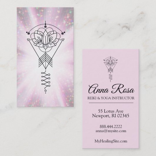 *~* Lotus-Schein Rays das Heilen Stammes- Reiki Visitenkarte (Vorne/Hinten)