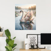 Lotus-Schwan-Dawn-See Poster (Heimbüro)