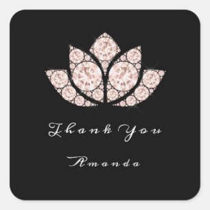 Lotus Schwarz-weiße Rose Makeup Bridal 16 Danke Quadratischer Aufkleber