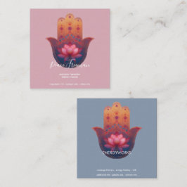 Lotus-Segen | Hamsa-Hand Quadratische Visitenkarte