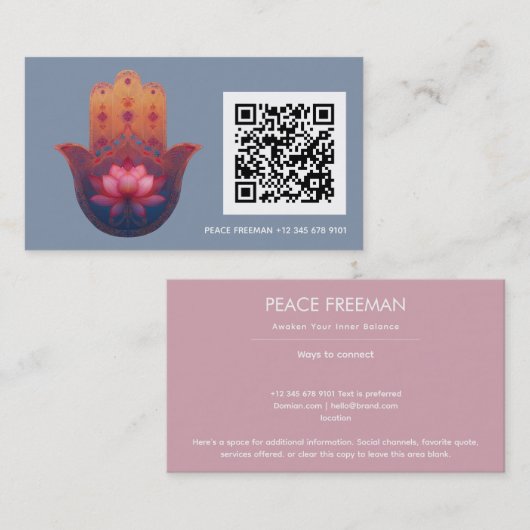 Lotus-Segen | Hamsa-Hand Visitenkarte (Vorne/Hinten)