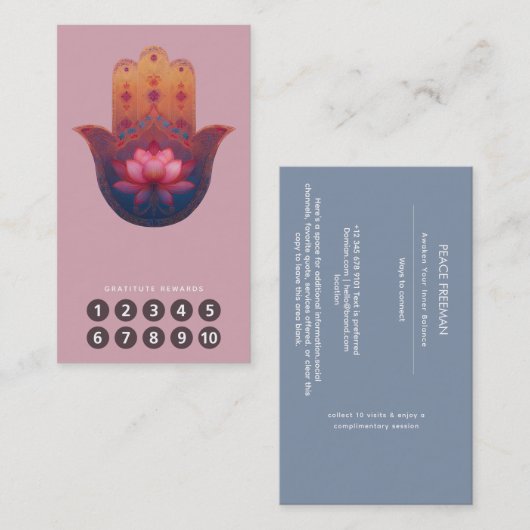 Lotus-Segen | Hamsa-Hand Visitenkarte (Vorne/Hinten)