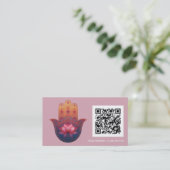 Lotus-Segen | Hamsa-Hand Visitenkarte (Stehend Vorderseite)