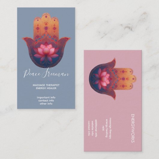 Lotus-Segen | Hamsa-Hand Visitenkarte (Vorne/Hinten)