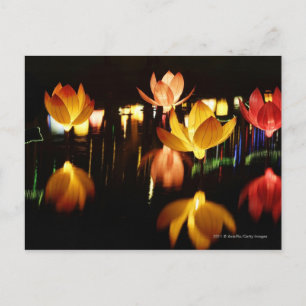 Lotus shaped lanterns for mid autumn festival postkarte