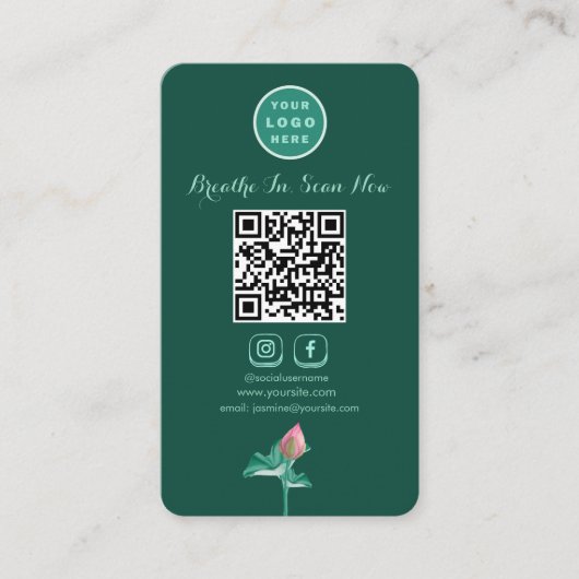 Lotus Social Media Scannable QR Code Vertikal Visitenkarte (Vorderseite)