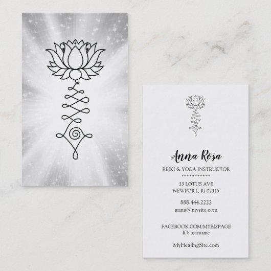 *~* Lotus Sparkle Rays Reiki Energy Healing Visitenkarte (Vorne/Hinten)