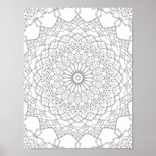 Lotus Star Mandala Malvorlage Detailliertes Muster Poster (Vorne)