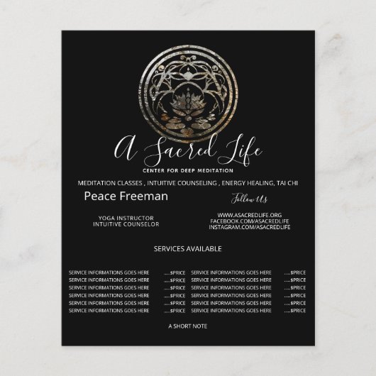 Lotus-Stille | Silber-Mandala-Design Flyer (Vorne)