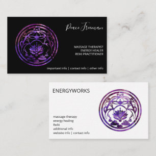 Lotus-Stillness Lila Mandala-Design Visitenkarte