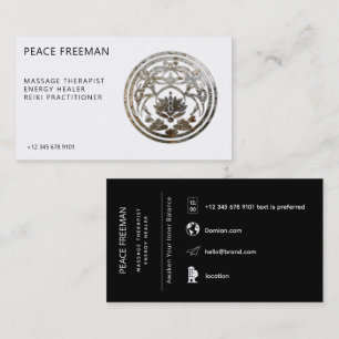 Lotus-Stillness Silber-Mandala-Design Visitenkarte
