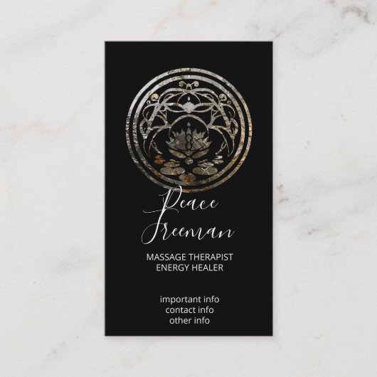 Lotus-Stillness | Silber-Mandala-Design Visitenkarte (Vorderseite)