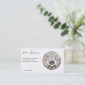 Lotus-Stillness | Silber-Mandala-Design Visitenkarte (Stehend Vorderseite)
