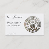 Lotus-Stillness | Silber-Mandala-Design Visitenkarte (Vorderseite)