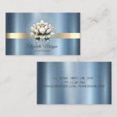 Lotus Stripe Sparkle Blue Metallic Visitenkarte (Vorne/Hinten)