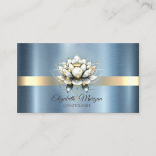 Lotus Stripe Sparkle Blue Metallic Visitenkarte