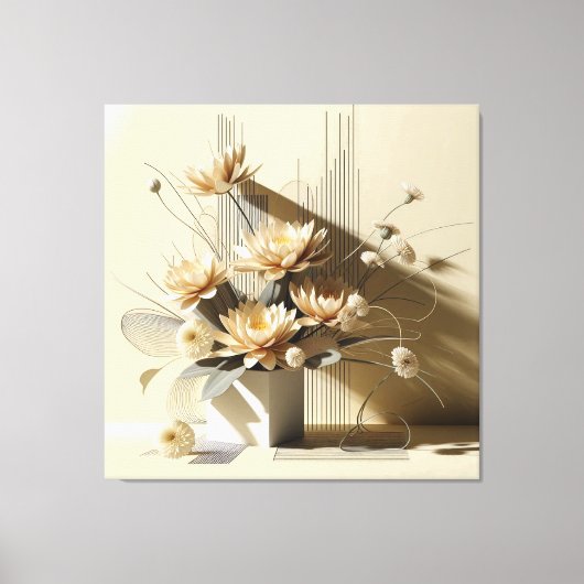 Lotus Structure in Beige Leinwanddruck (Vorderseite)