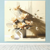 Lotus Structure in Beige Leinwanddruck (Insitu (Holzboden))