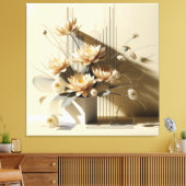 Lotus Structure in Beige Leinwanddruck (Insitu (Wohnzimmer))