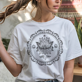 Lotus Style Lace Design T-Shirt