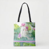 Lotus Summer, pastellfarbene Wasserfarben, Vorlage Tasche (Vorderseite)