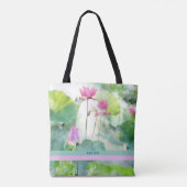 Lotus Summer, pastellfarbene Wasserfarben, Vorlage Tasche (Rückseite)