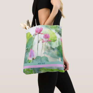 Lotus Summer, pastellfarbene Wasserfarben, Vorlage Tasche