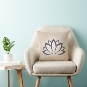 Lotus Symbol Throw Kissen Schwarz und Tan
