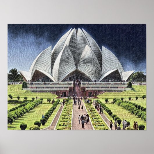 Lotus Temple Delhi Indien Poster (Vorne)