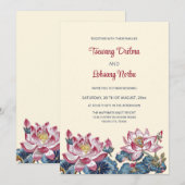 Lotus Tibetan Art Wedding Einladung (Vorne/Hinten)