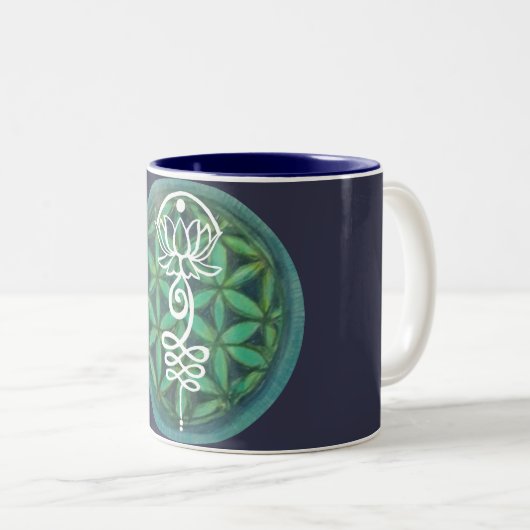Lotus Unalome Zweifarbige Tasse (VorderseiteRechts)