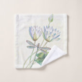 Lotus und Libelle Badhandtuch Set (Waschlappen)