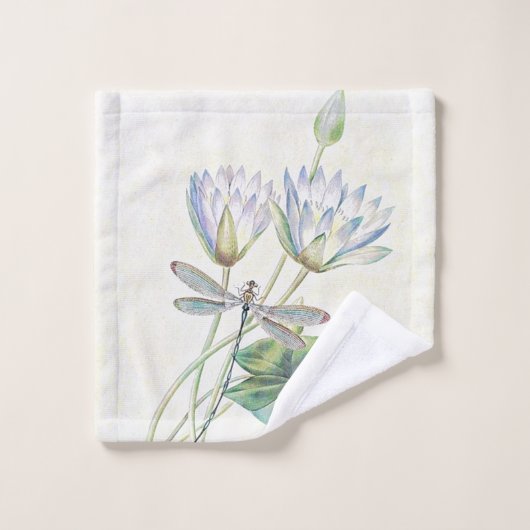 Lotus und Libelle Badhandtuch Set (Waschlappen)