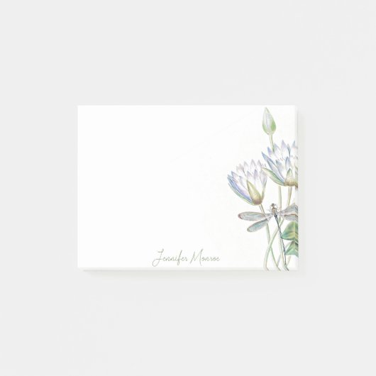 Lotus und Libelle personalisiert Post-it Klebezettel (Vorderseite)