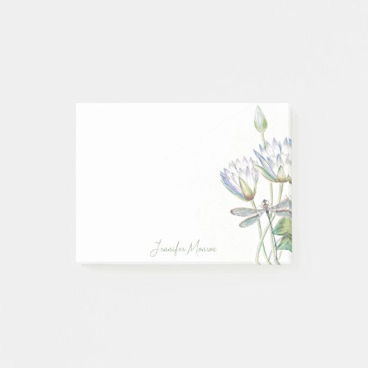 Lotus und Libelle personalisiert Post-it Klebezettel (Vorderseite)