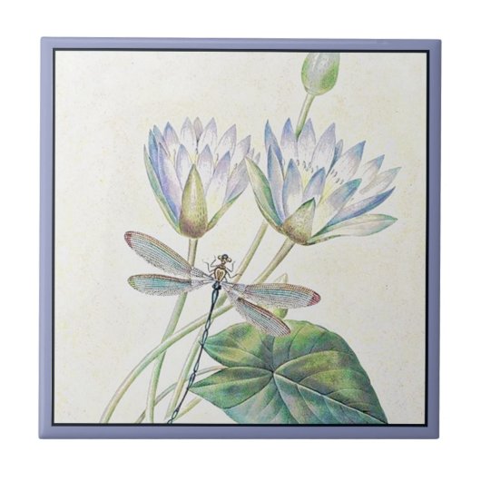 Lotus- und Libellen-Keramikfliese Fliese (Vorderseite)