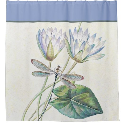 Lotus- und Libellenduschvorhang Duschvorhang (Vorderseite)