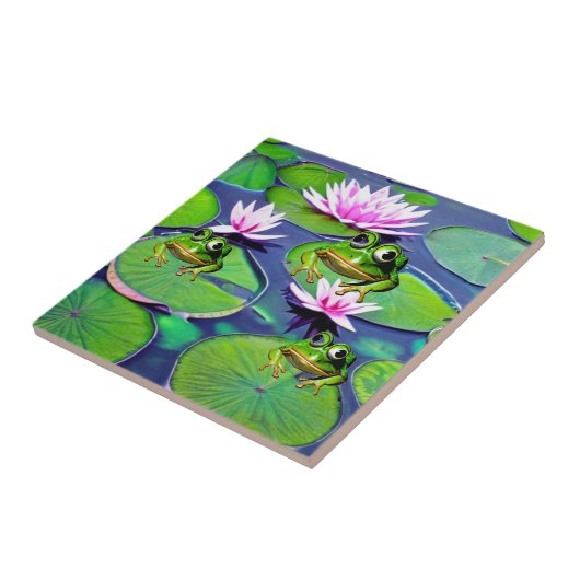 Lotus- und Lily-Pad-Frösche Fliese (Seite)