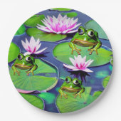 Lotus- und Lily-Pad-Frösche Pappteller (Vorderseite)