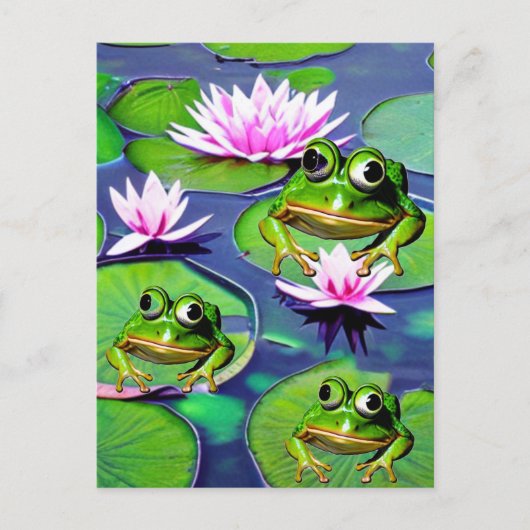 Lotus- und Lily-Pad-Frösche Postkarte (Vorderseite)