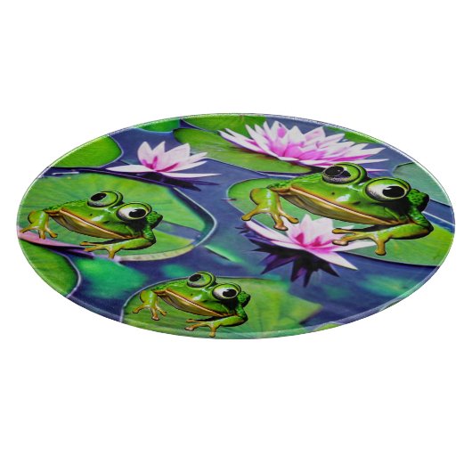 Lotus- und Lily-Pad-Frösche Schneidebrett (Ecke)