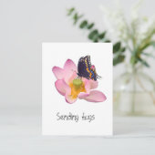 Lotus und Schmetterling Postkarte (Stehend Vorderseite)
