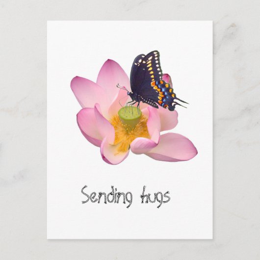 Lotus und Schmetterling Postkarte (Vorderseite)