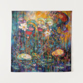Lotus- und Wasserlilien-Teppich Wandteppich (Vorderseite)