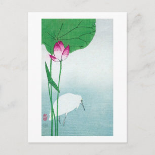 Lotus und White Heron, Koson, Ukiyo-e Postkarte
