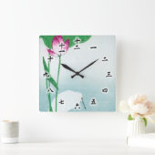 Lotus und White Heron, Koson, Ukiyo-e Quadratische Wanduhr (Zuhause)