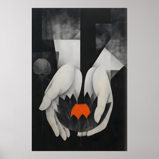 Lotus-Wandkunst - Abstrakte Hände mit Poster (Vorne)