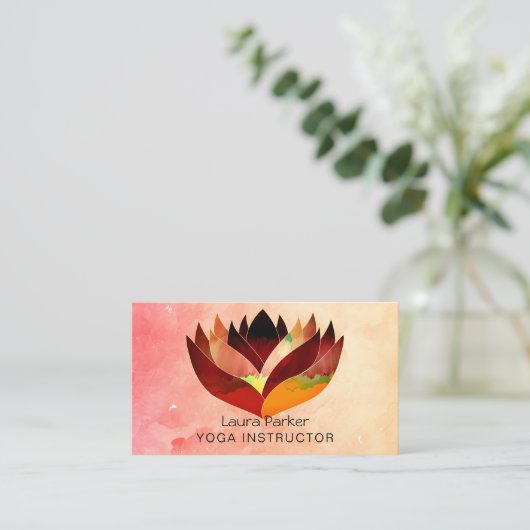 Lotus Wasserfarbe Yoga Lehrerin Holistische Gesund Visitenkarte (Stehend Vorderseite)