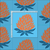 Lotus Wasserlilie Orange Blue Pattern Stoff (Kachel)